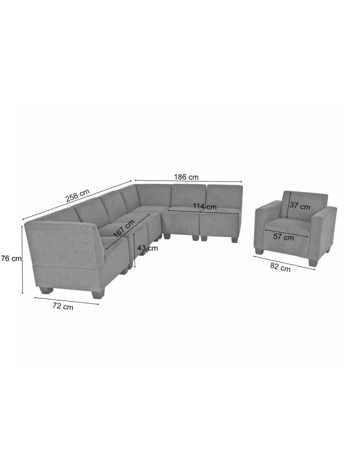 MCW Modular Sofa-System Couch-Garnitur Moncalieri 6-1, Braun günstig kaufen onesize