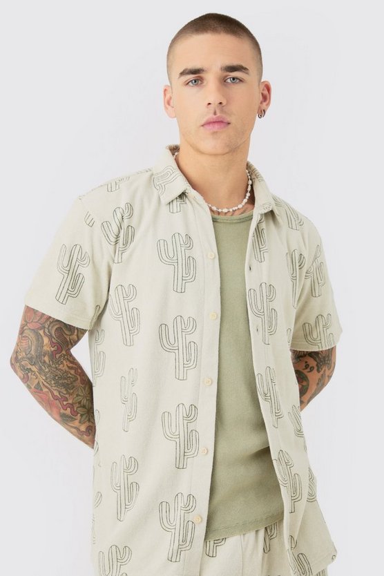 Towelling Cactus Shirt & Short Set