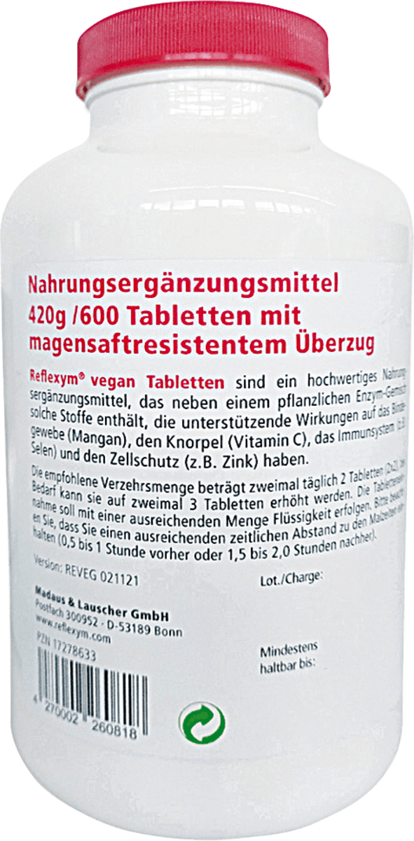 Reflexym Tabletten vegan 600 St, 420 g