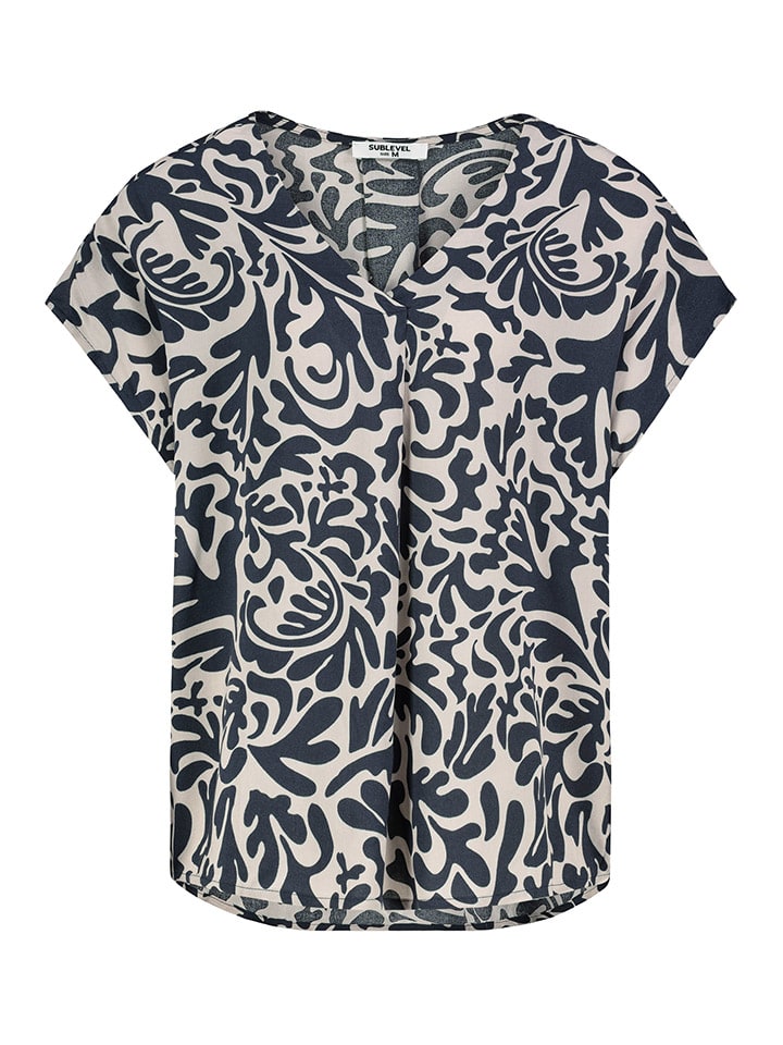 Sublevel Bluse in Dunkelblau/ Weiß günstig kaufen