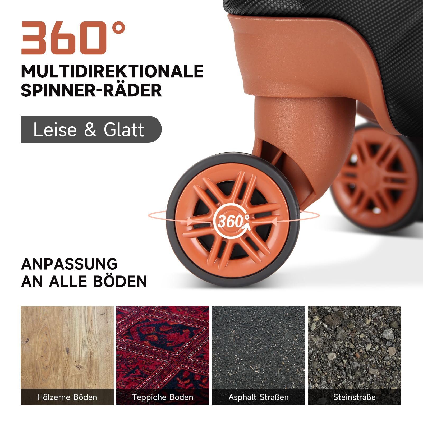HOMELUX Trolleyset Kofferset 3er ABS Hartschale Reisekoffer, 4 Rollen, 4 Rollen, (Set, 3), Rollkoffer Trolley Hartschalen koffer Set - M-L-XL