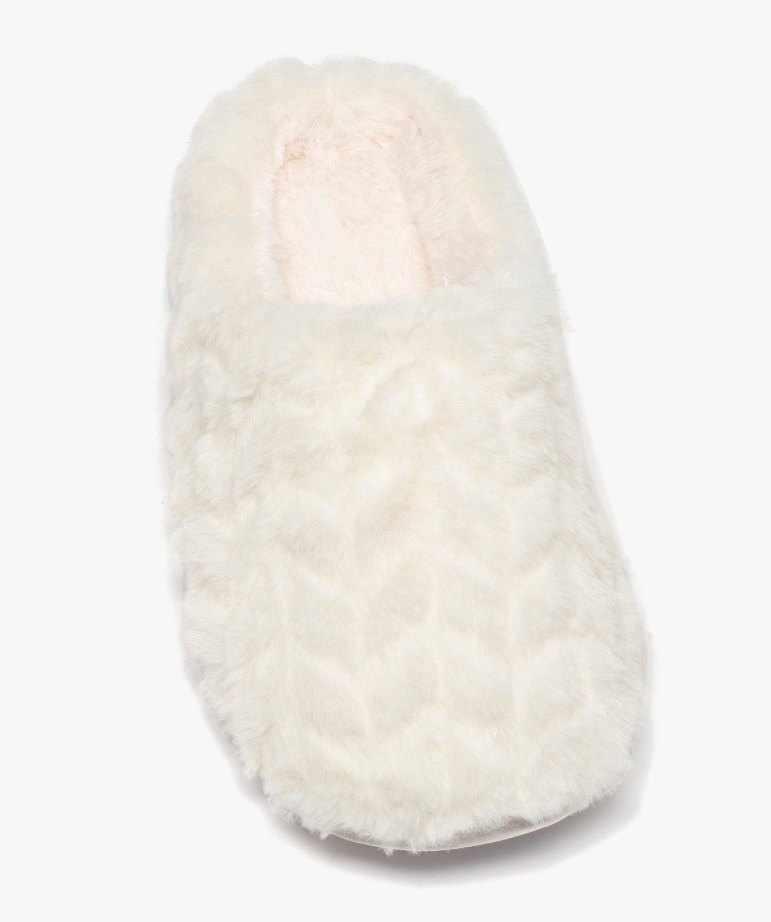 Chaussons femme mules plates unies imitation fourrure blanc | GEMO