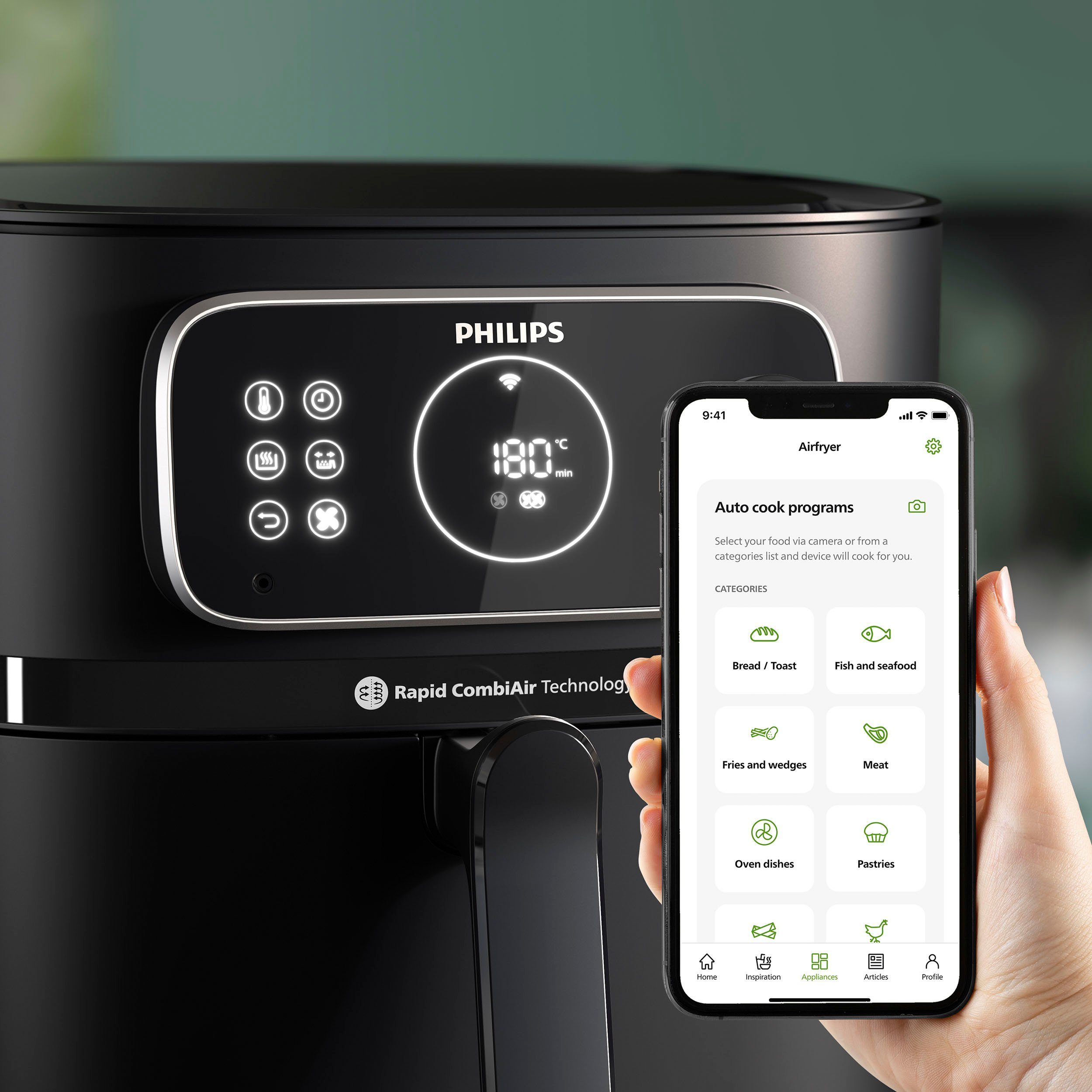 Philips Heißluftfritteuse Airfryer XXL HD9875/90, 2000 W, mit WiFi Konnektivität, 30 AutoCook Programmen und Warmhaltefunktion