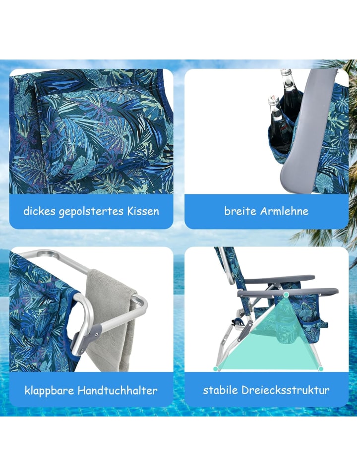 COSTWAY Strandstühle & Tisch Set in Blau günstig kaufen onesize
