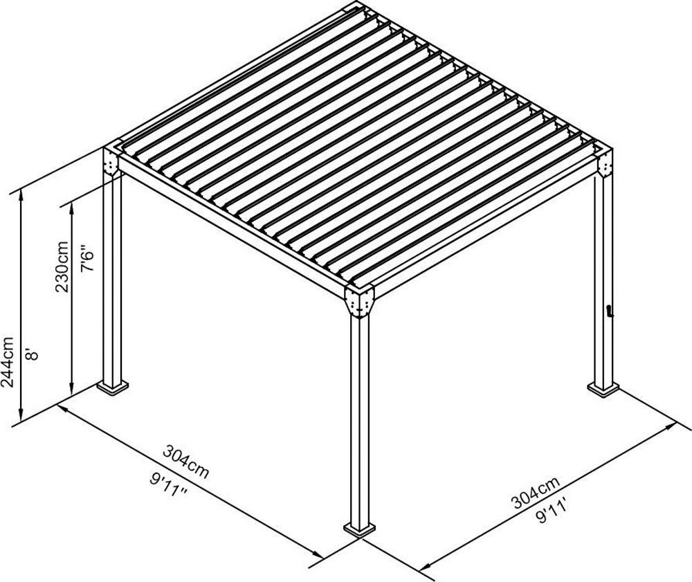 KONIFERA Pavillon Palma, mit 8 Seitenteilen, (Set), Pergola, mit Lamellendach, BxT: 300x300 cm oder 400x300 cm