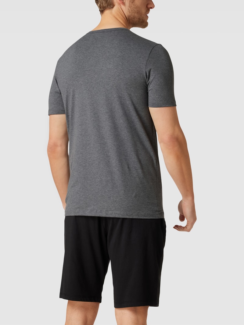 T-Shirt mit Label-Detail im 2er-Pack Modell 'Cotton Essentials' in dunkelgrau meliert