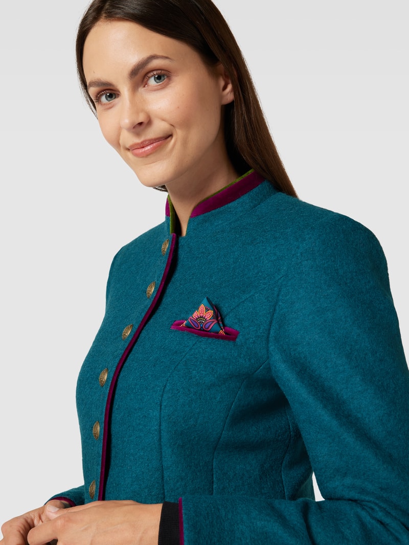 Blazer mit Stehkragen in petrol