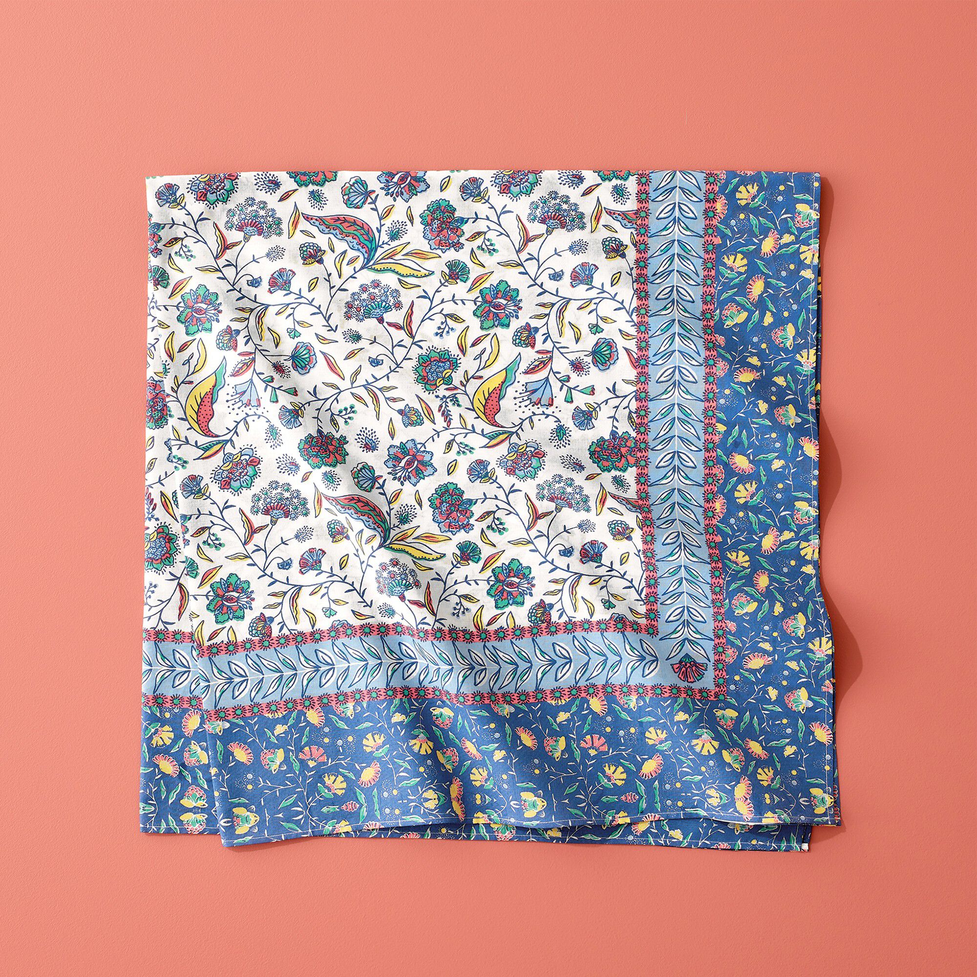 Foulard carré imprimé floral Indian Summer