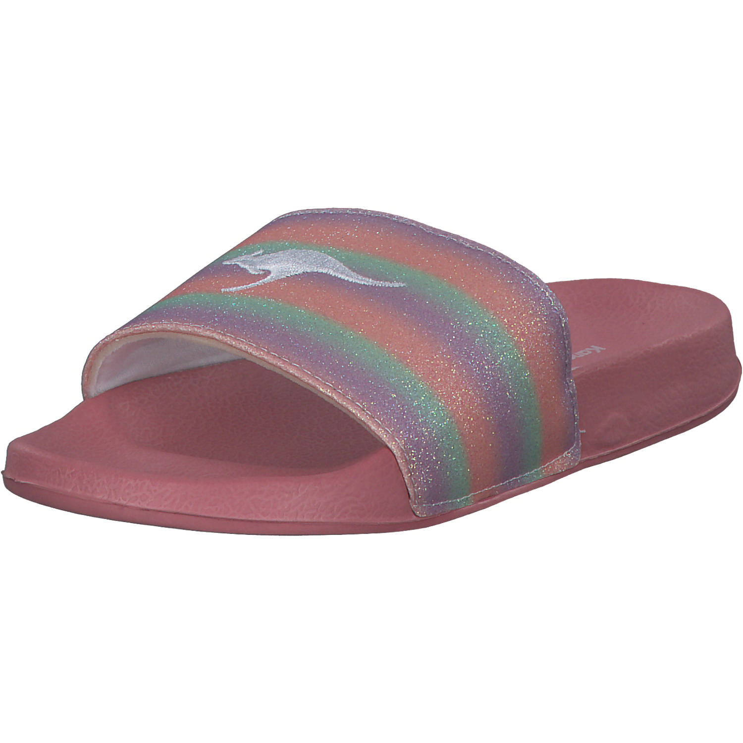 KangaROOS K-Slide Shine 18574, Badeschuhe, Kinder, daisy pink/rainbow