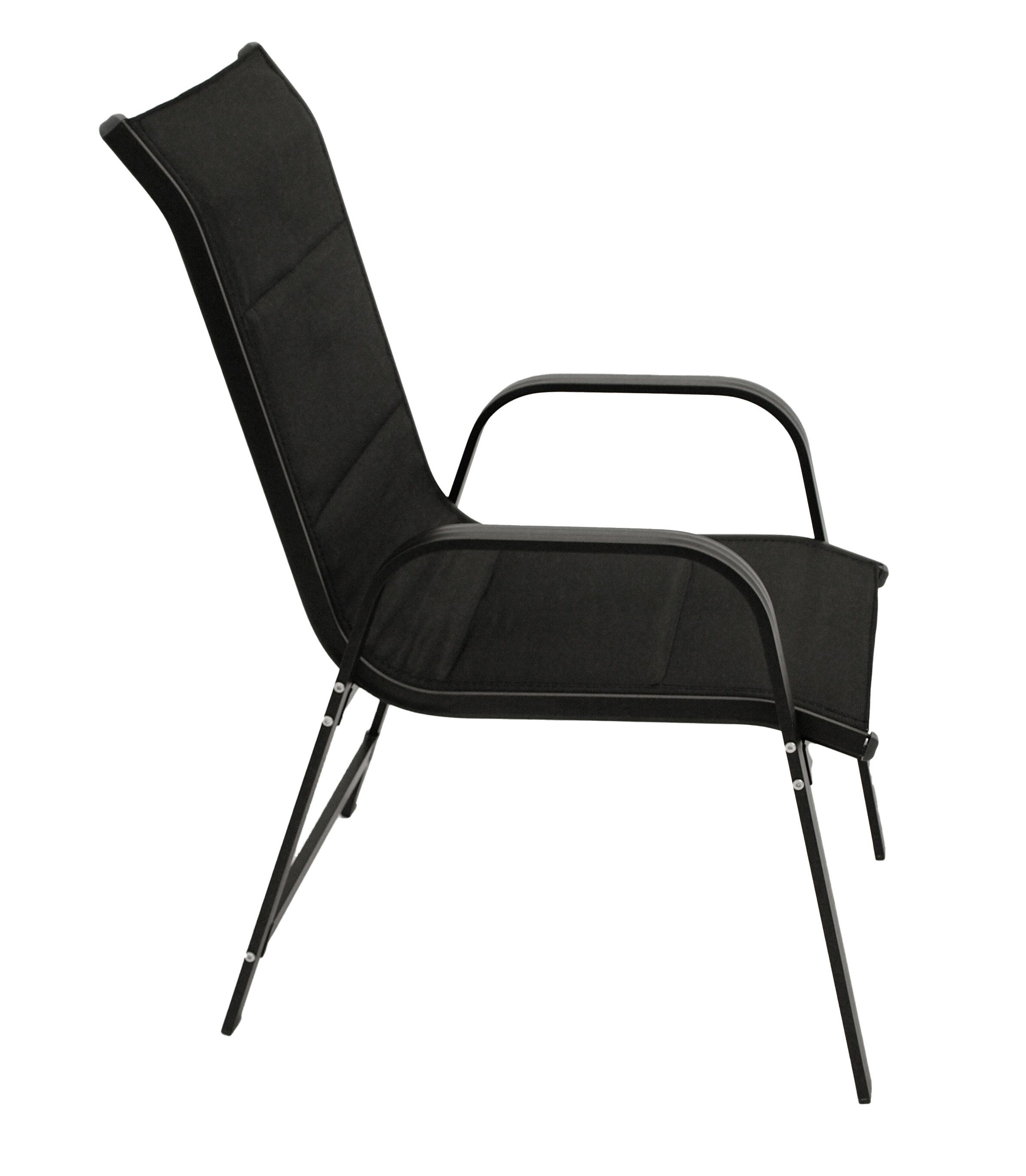 DEGAMO Gartensessel CESANO stapelbar, Alu anthrazitfarben + Kunstgewebe gepolstert schwarz, 2 STÜCK
