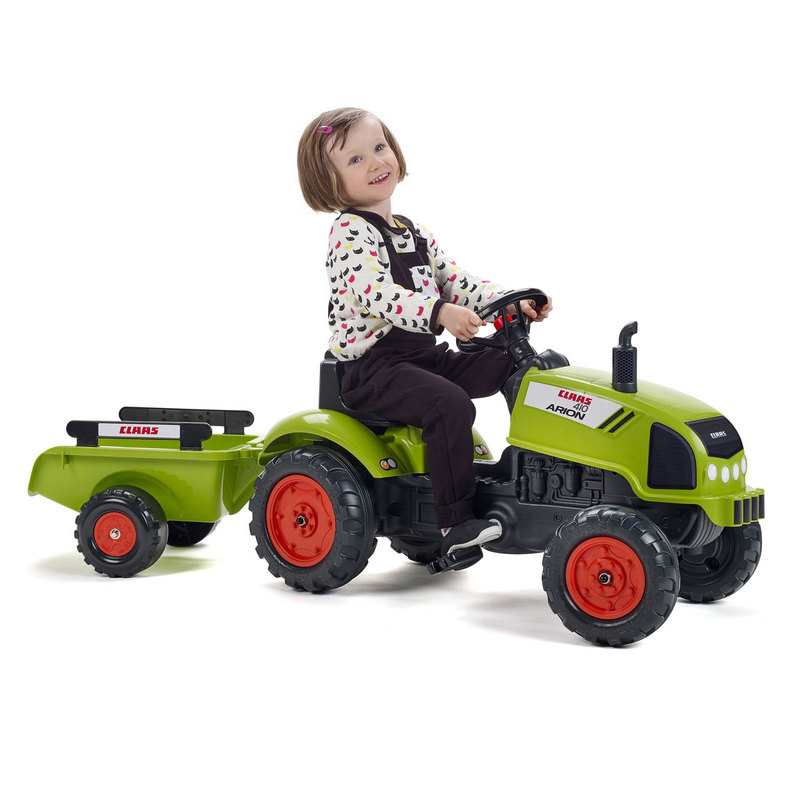 Tracteur class vert avec remorque et capot ouvrant Falk