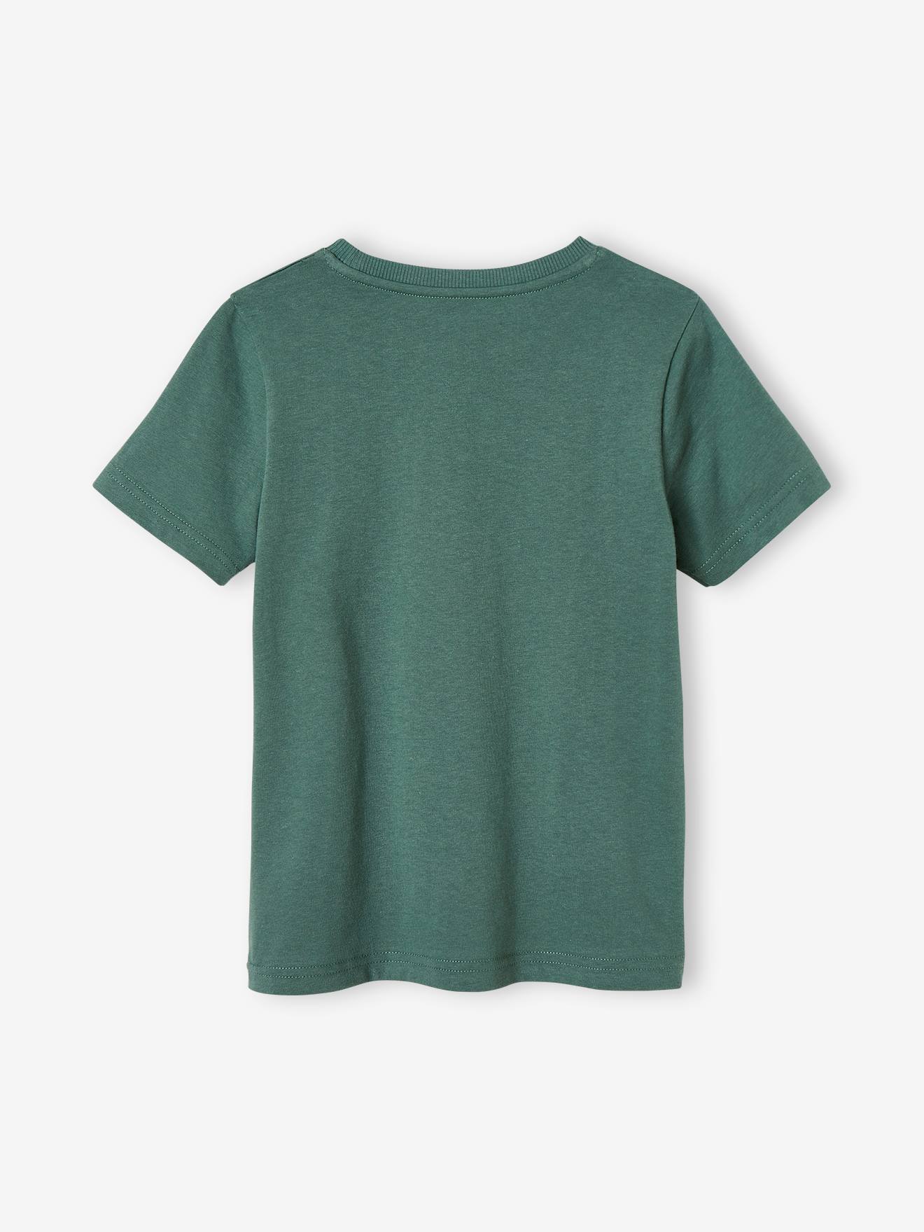 Vertbaudet Jungen T-Shirt aus Bio-Baumwolle, Tier-Print - salbeigrün