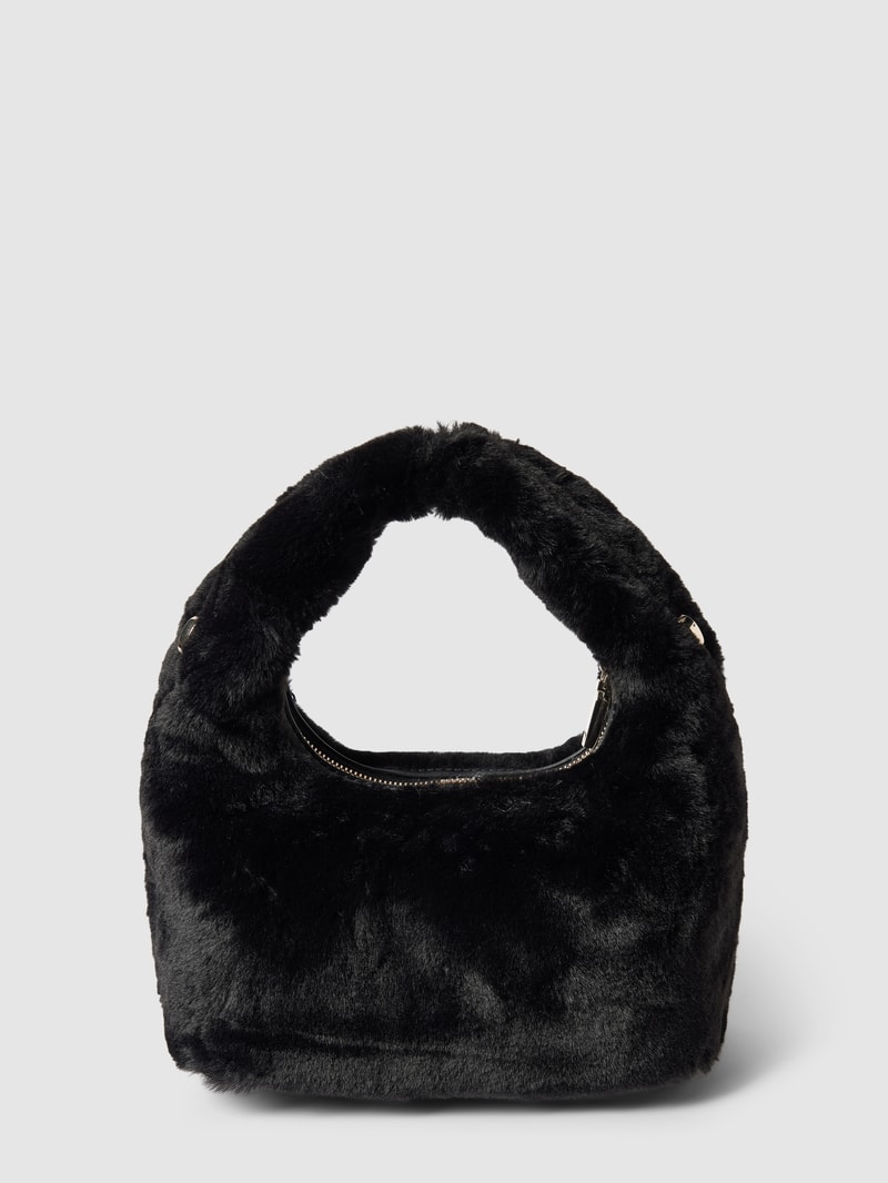 Handtasche mit Kunstfellbesatz Modell 'KATINE' in black