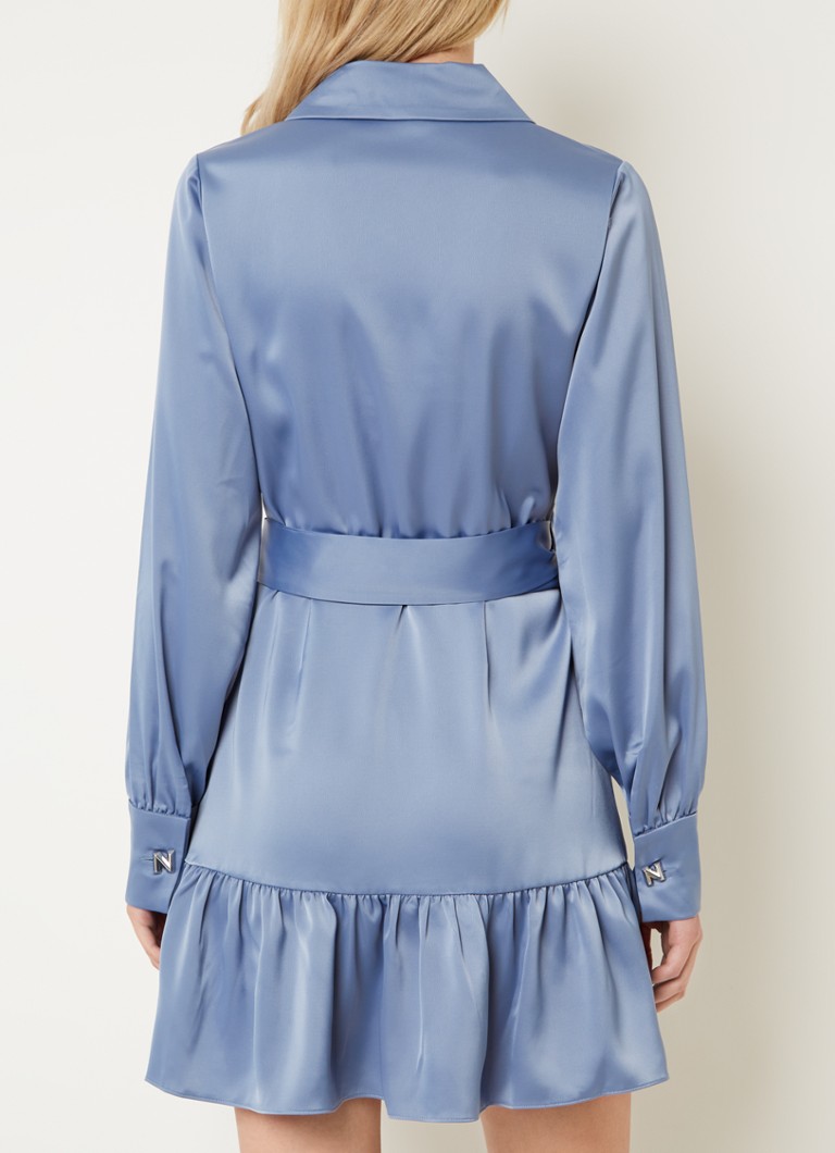 NIKKIE Vivien satin mini wrap dress with ruffle