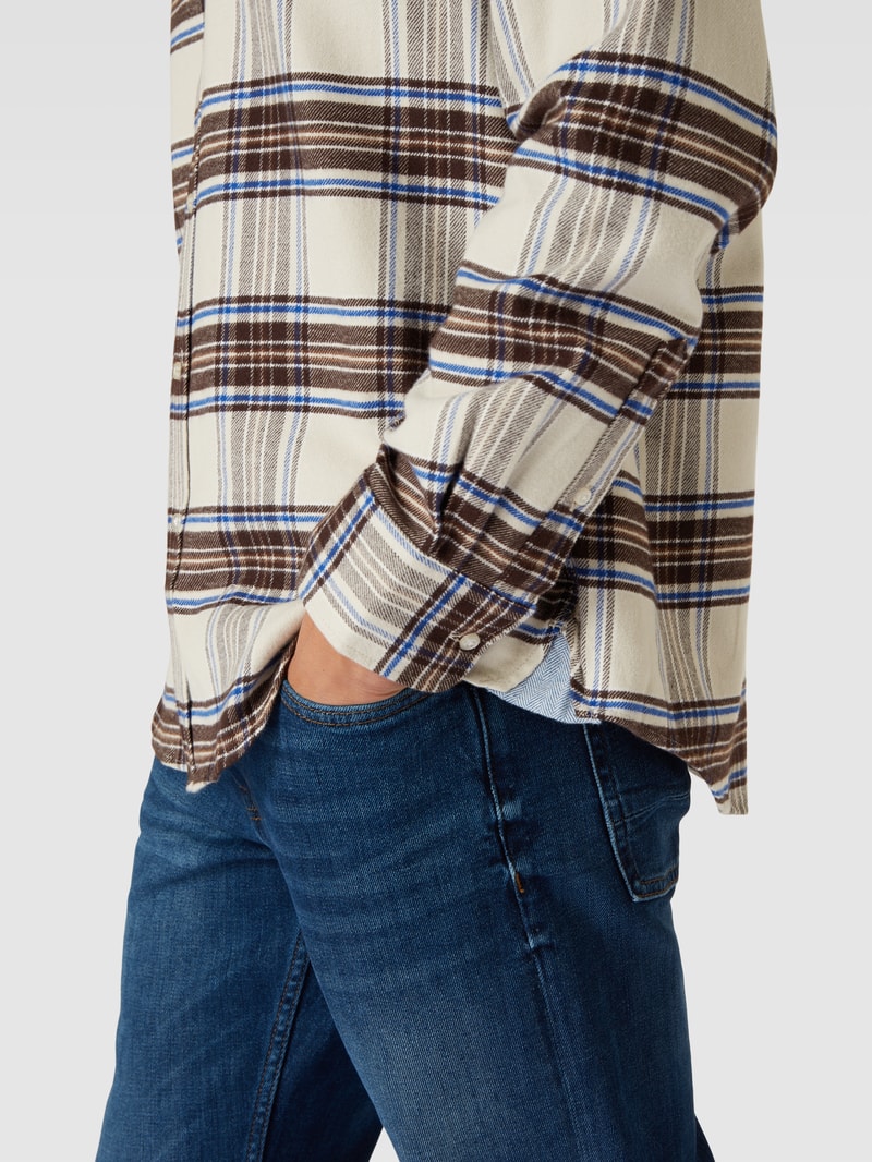 Regular Fit Freizeithemd mit Tartan-Karo in ecru