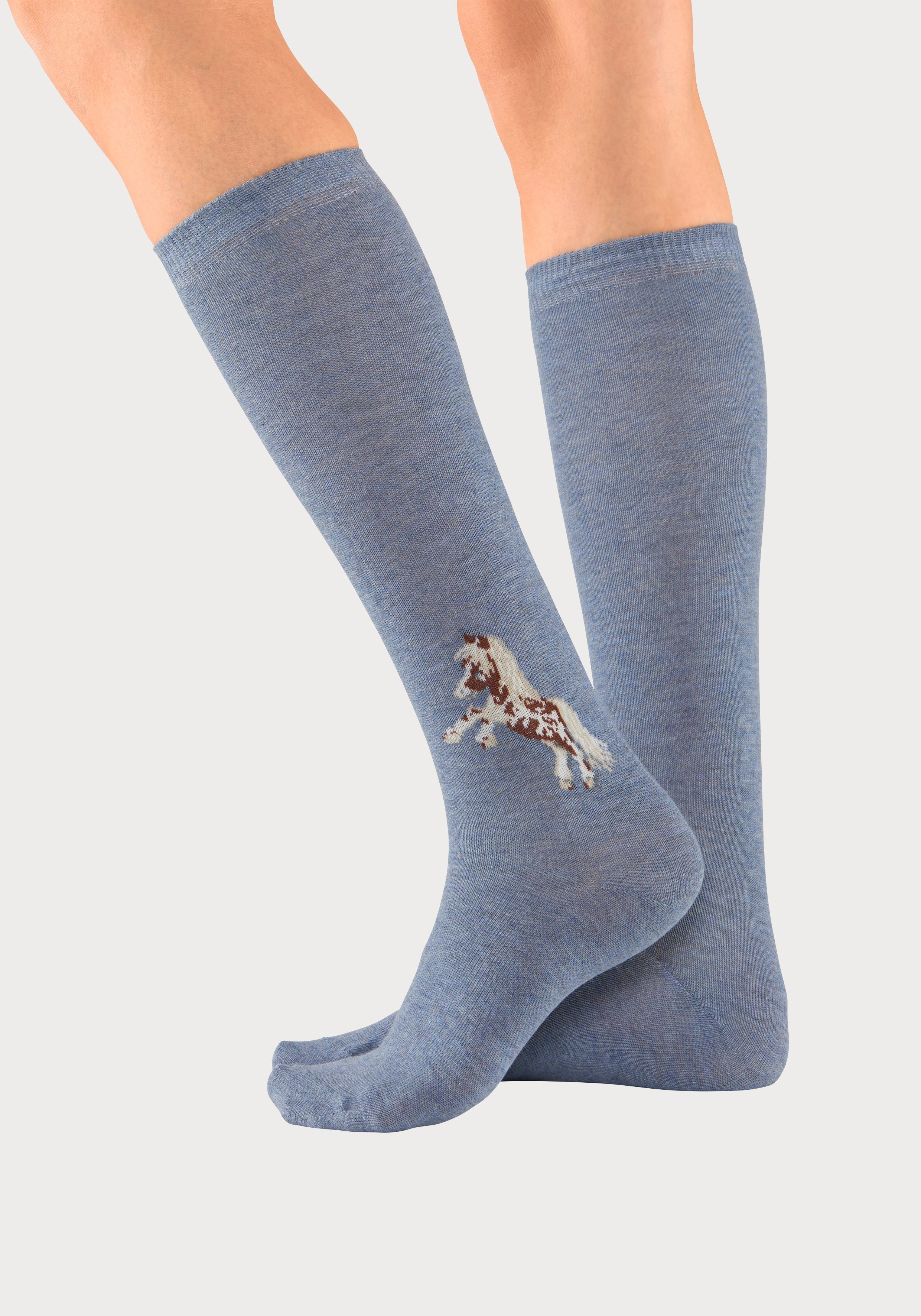 H.I.S Kniestrümpfe (5-Paar) mit eingestricktem Motiv