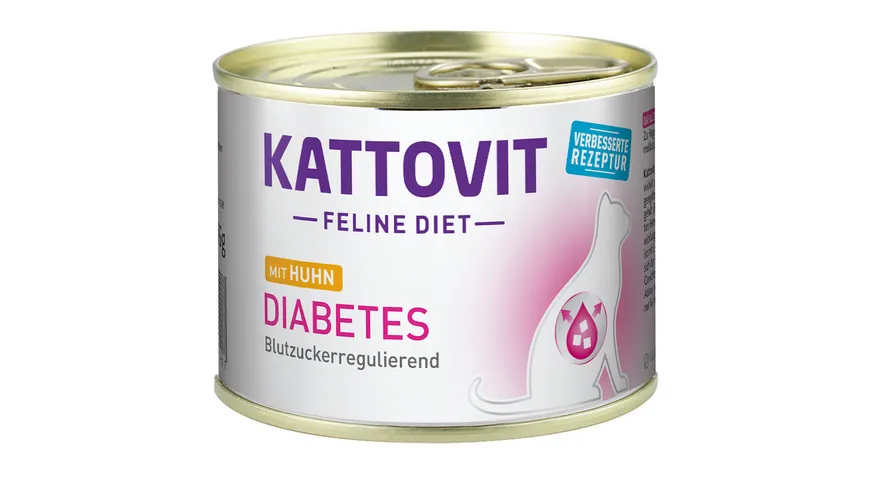 Kattovit Katzennassfutter Feline Diet Diabetes mit Huhn 185 g