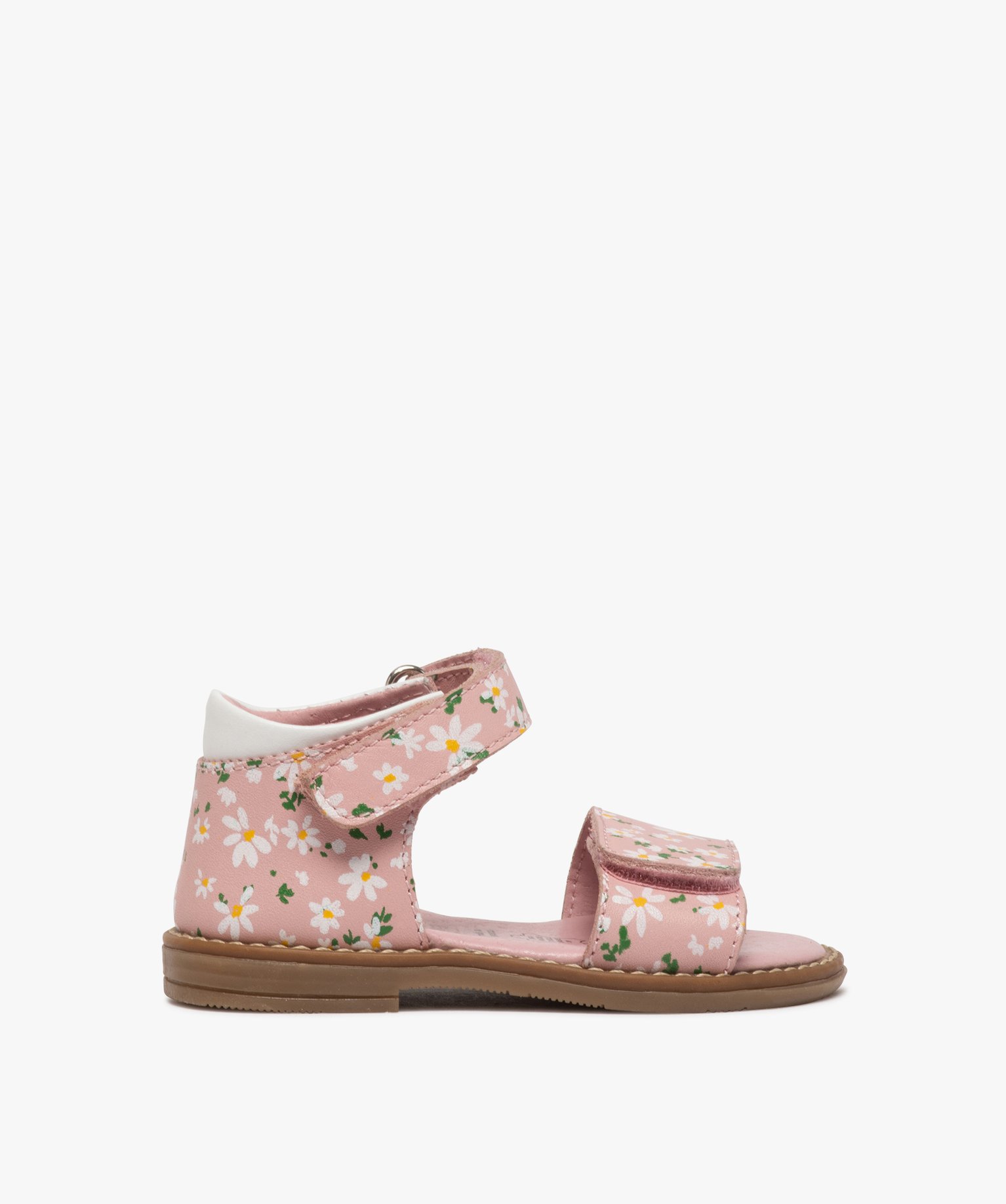 Sandales bébé fille à talon fermé et brides en cuir impr... rose | GEMO