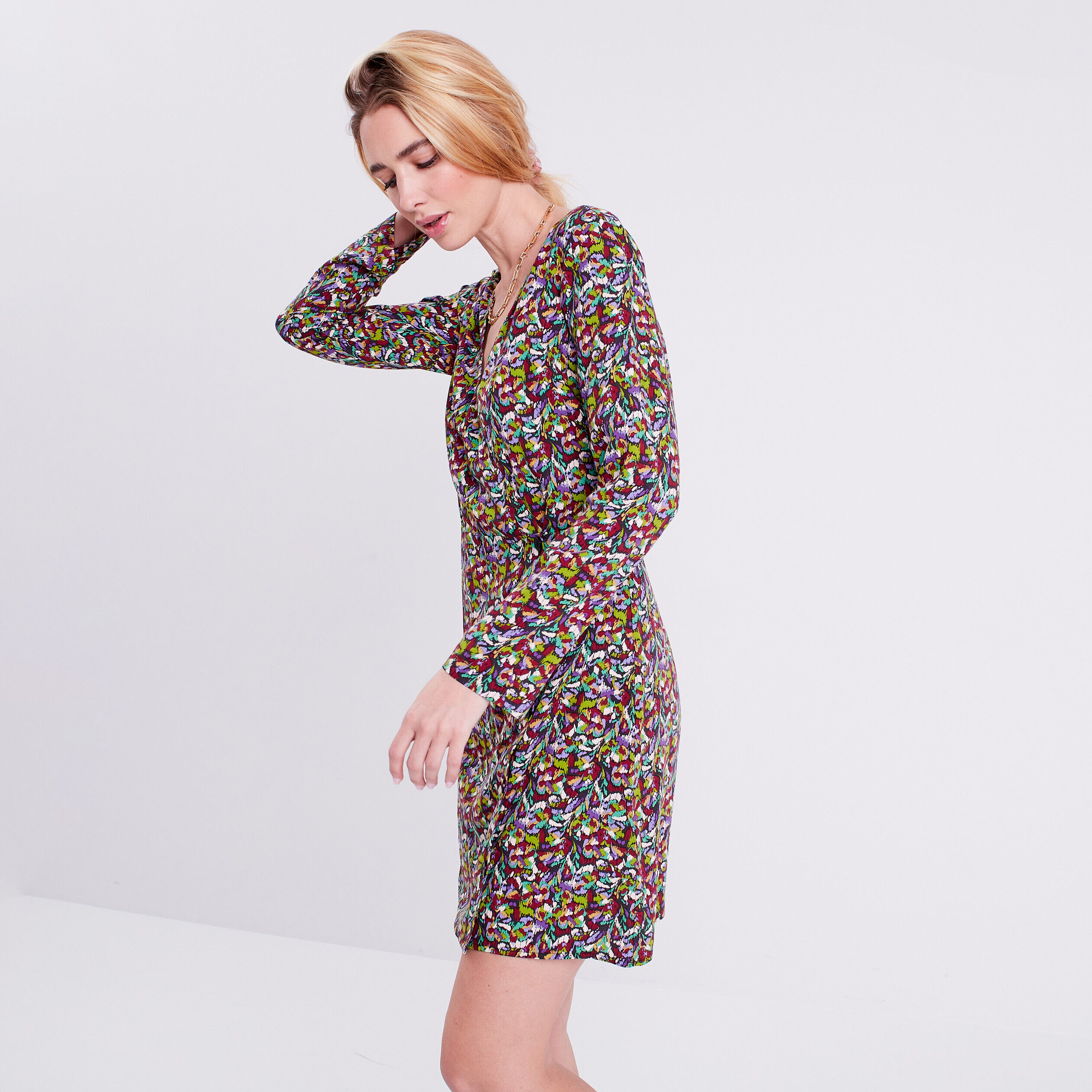 Robe évasée manches 3/4 noir femme | Cache Cache