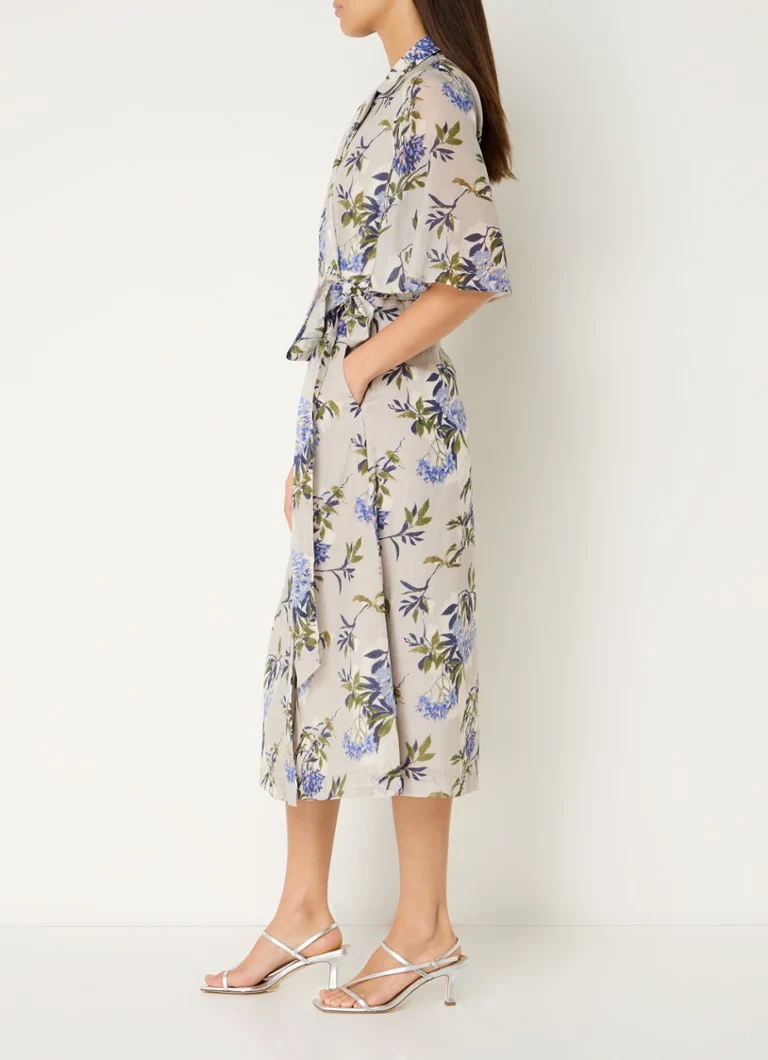 MUNTHE Secha midi wrap dress with floral print and tie belt