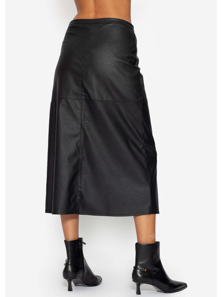 SASSYCLASSY Ausgestellter Kunstleder Rock in Schwarz günstig kaufen