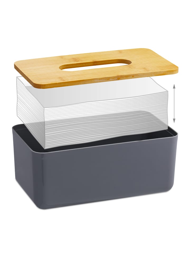 relaxdays 2 x Taschentuchbox in Grau/ Natur günstig kaufen onesize