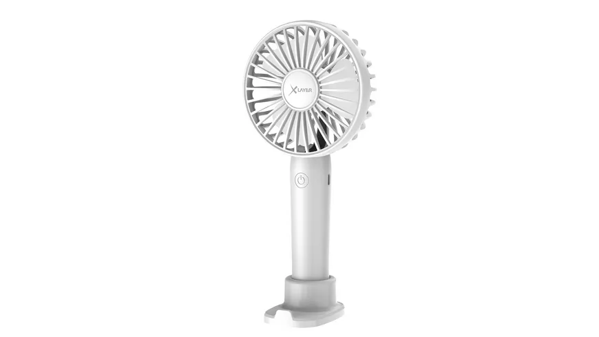 XLayer Tragbarer Handventilator mit Smartphone Halterung 1.200 mAh White