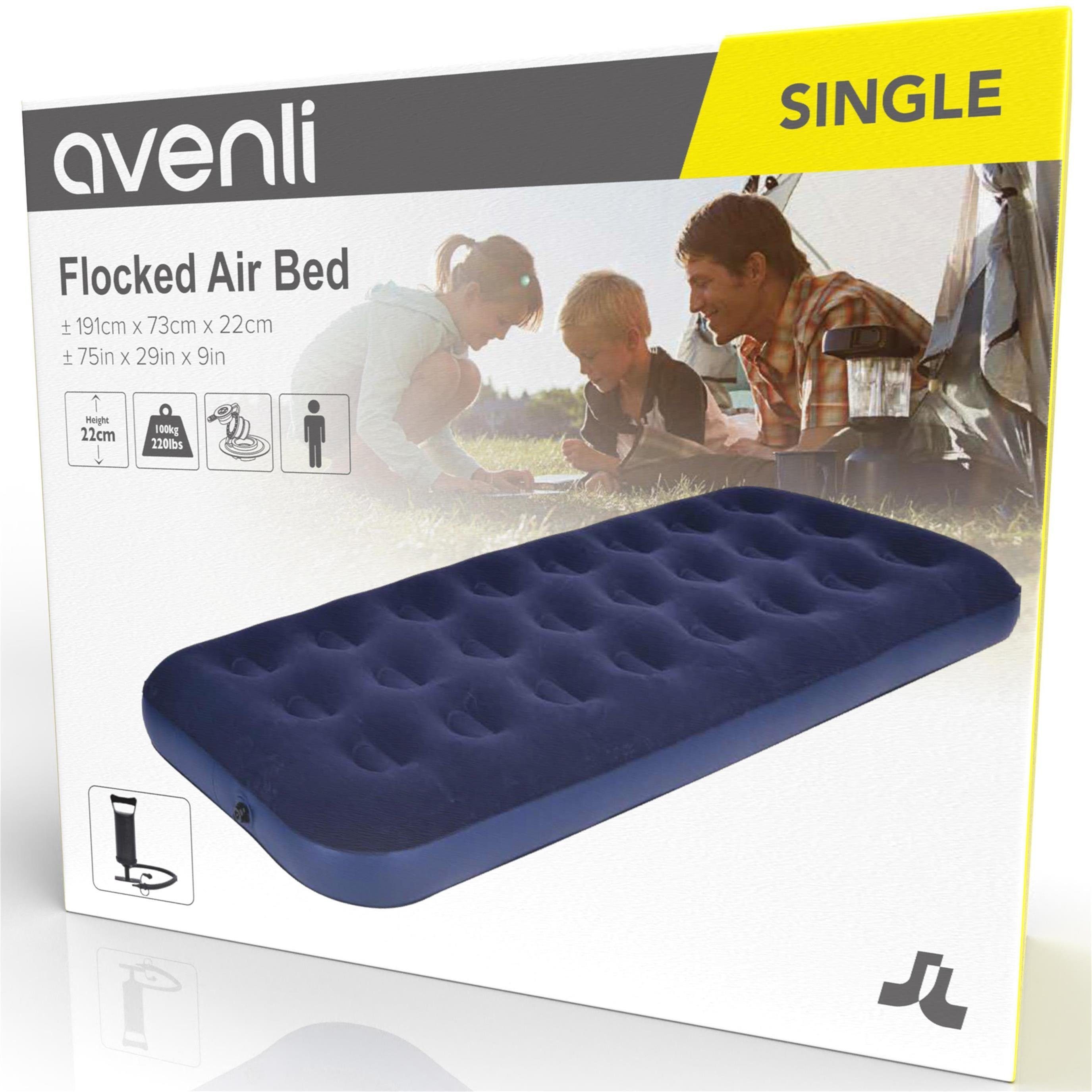 Avenli Luftbett Campingbett aufblasbar 191x73x22 cm, (Luftmatratze für 1 Person), Gästebett inklusive Luftpumpe