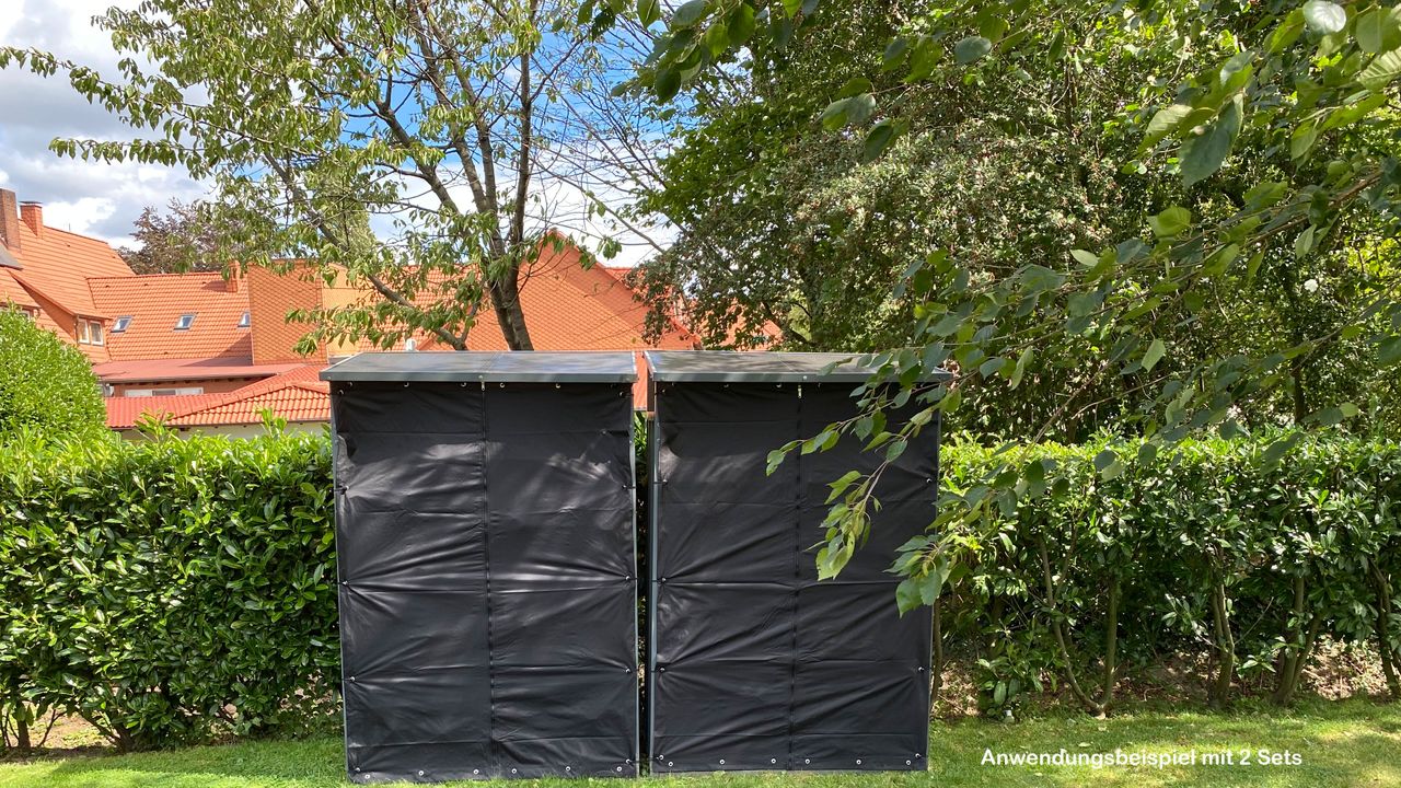 Grasekamp Wetterschutz Set Front und Rückwand zu Kaminholzunterstand 130x70x195cm Polyester Schwarz