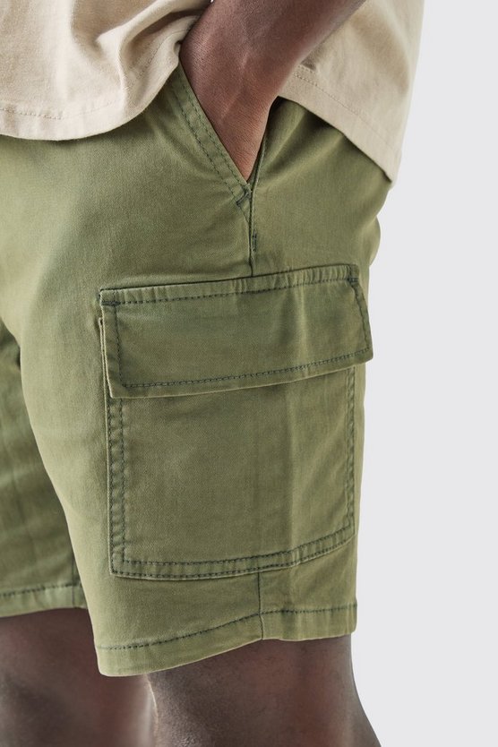 Skinny Cargo-Shorts in Khaki