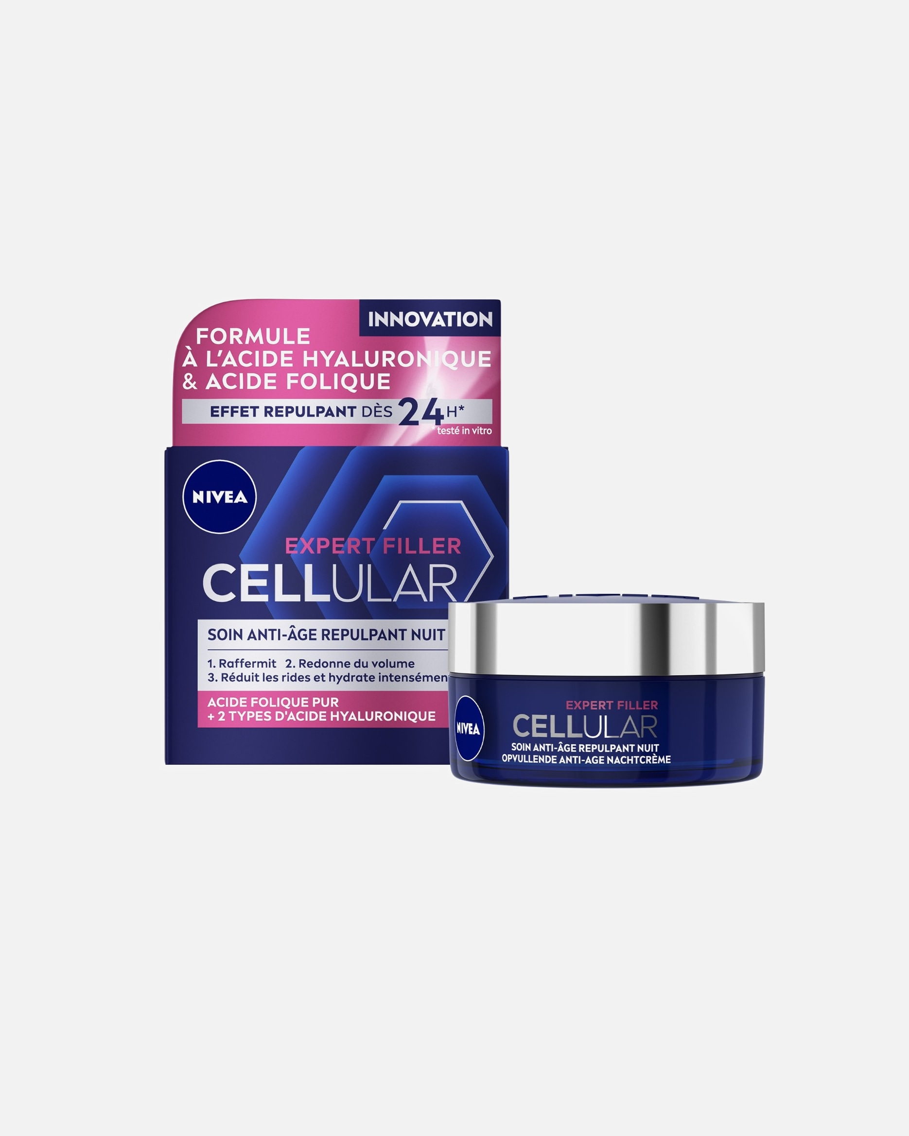 NIVEA Anti-Falten- und Anti-Aging-Nachtcreme mit Hyaluronsäure und Folsäure