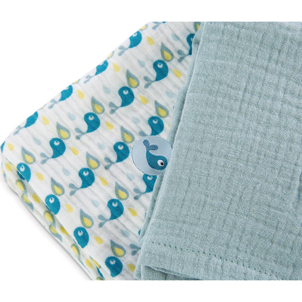 Mulltuch 2er-Set 60x60 cm mit Greifling Pinguin Watschili (48048)