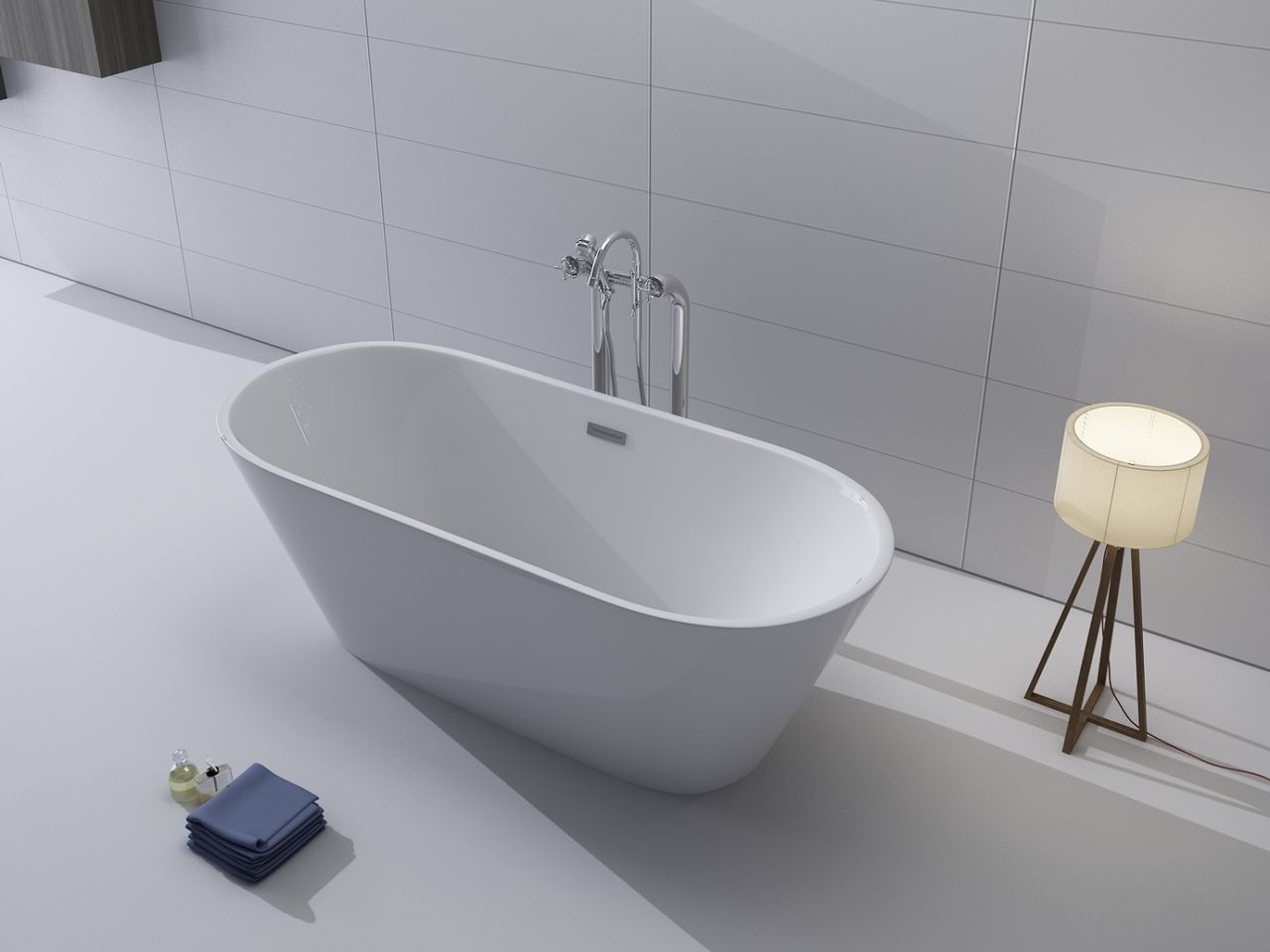 PureHaven freistehende Luxus Acryl-Badewanne 170x80 cm elegant inkl. Siphon Überlaufschutz leicht zu pflegende Oberfläche extra starker Rahmen Weiß