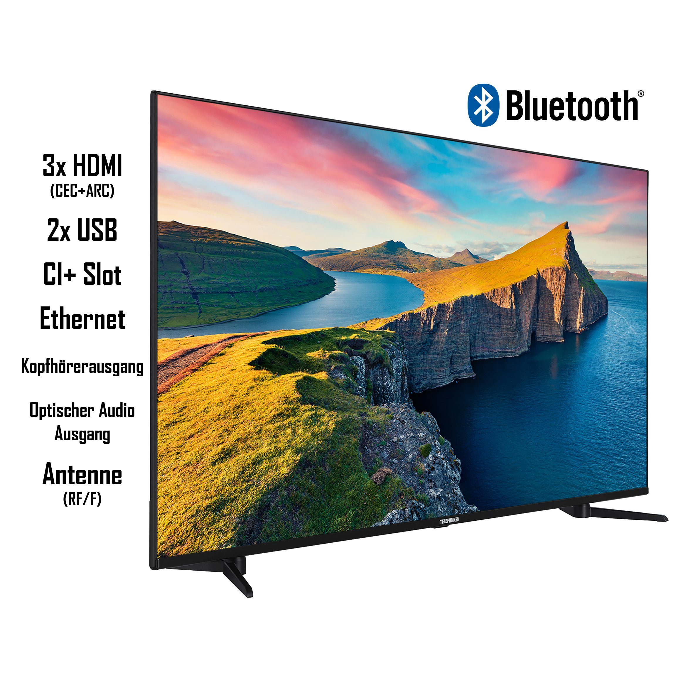 Telefunken QU50K800 QLED-Fernseher (126 cm/50 Zoll, 4K Ultra HD, Smart TV, HDR Dolby Vision, WCG, Triple-Tuner, Bluetooth, HD+ 6 Monate inkl)