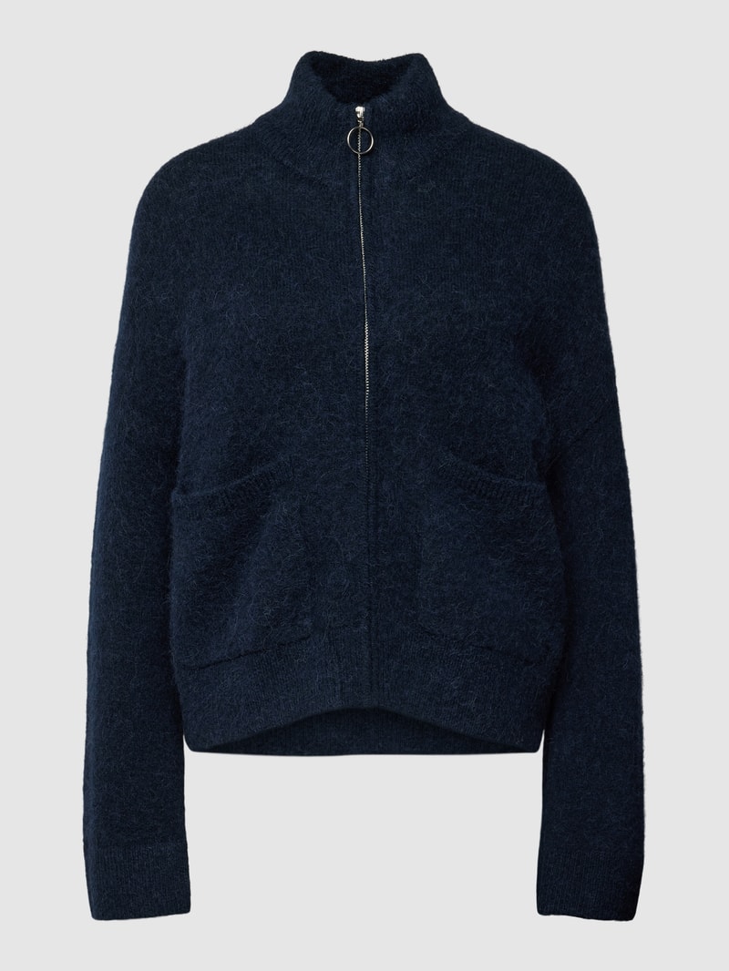 Strickjacke aus Woll-Alpaka-Mix mit Eingrifftaschen in marineblau