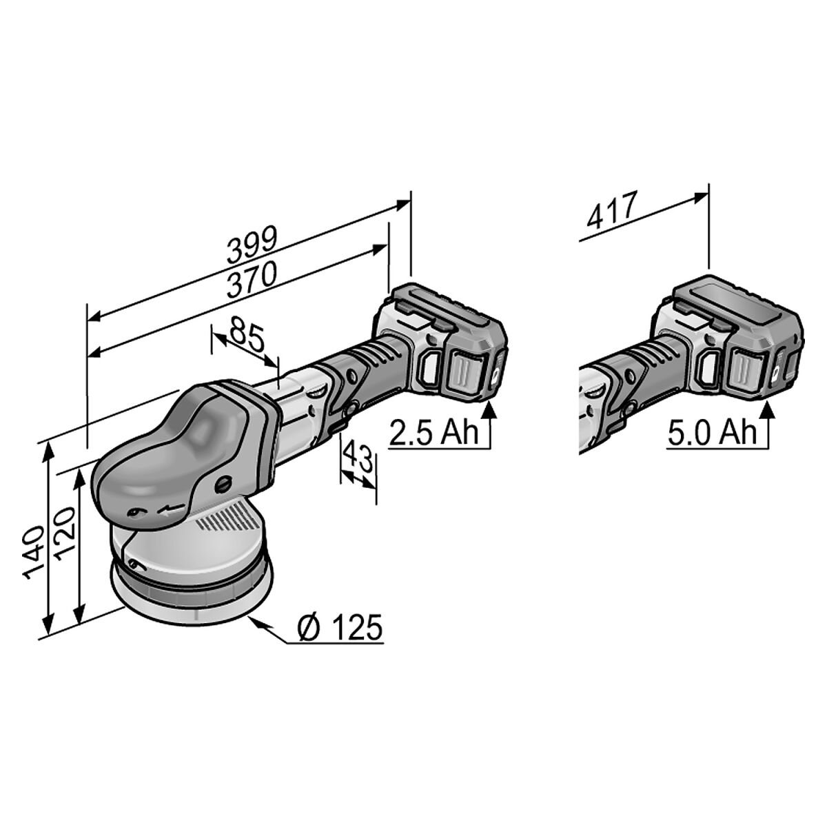 FLEX XCE8 125 18.0-EC/5.0 Akku-Exzenterpolierer-Set