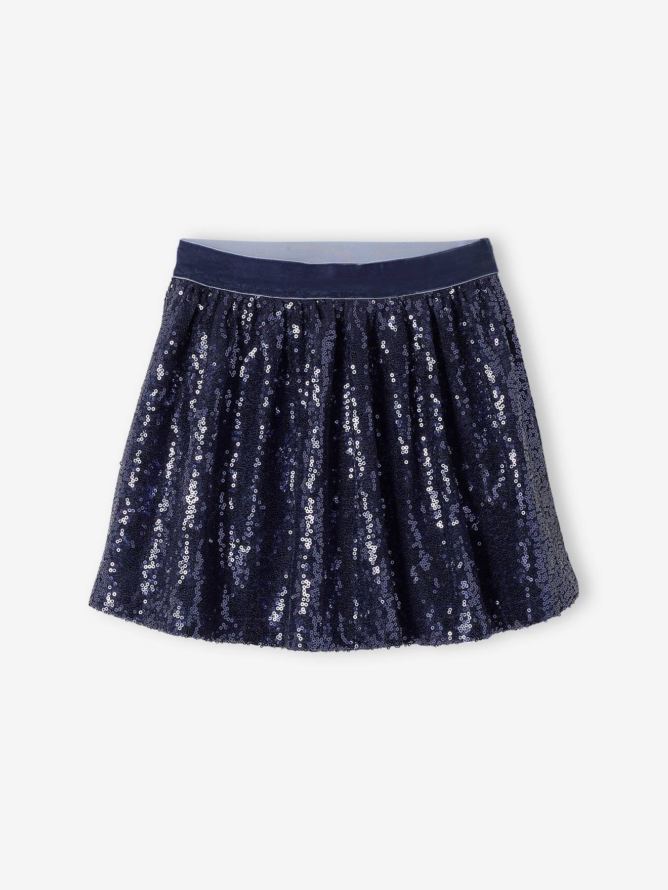 Jupe à sequins fille marine