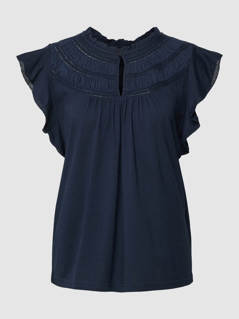 Bluse mit Volants Modell 'ISALOAH' in marineblau