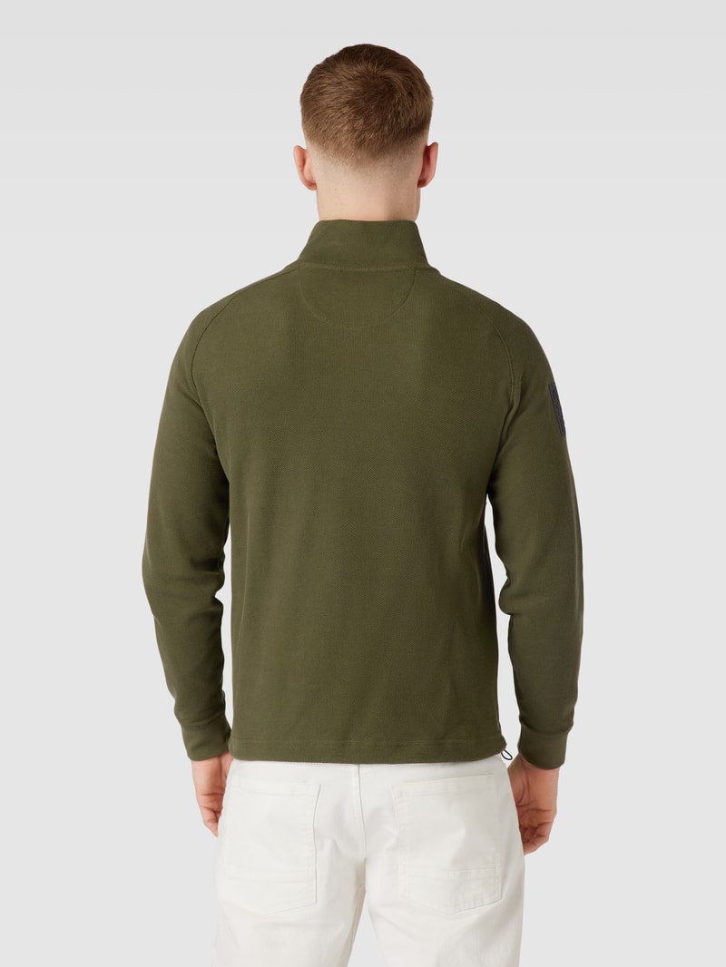 Sweatjacke mit Label-Stitching in olivgrün