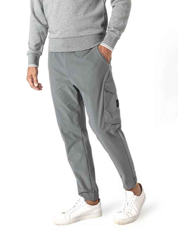 BOSS Green, Cargohose, Mikrofaser, grau