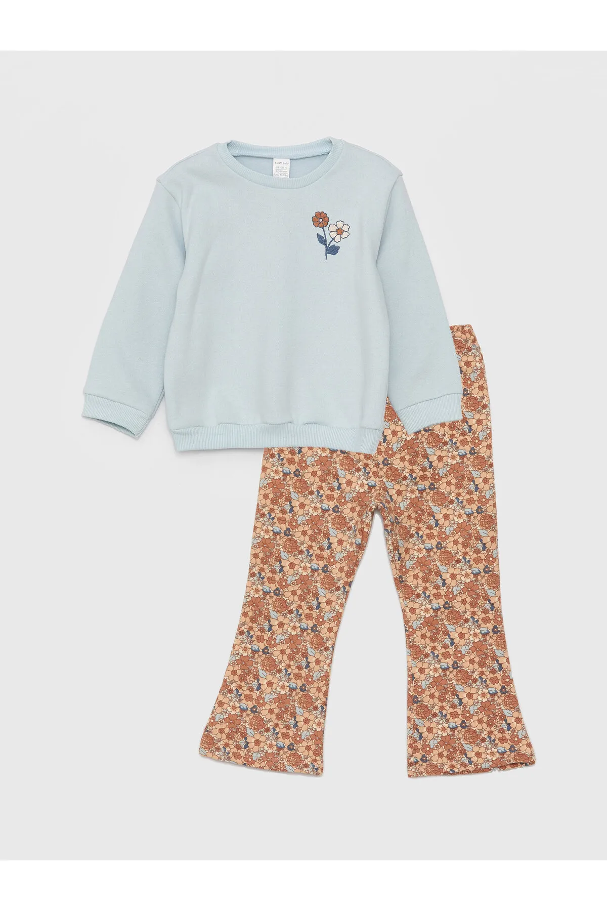 LC Waikiki  2-teiliges Set aus langärmeligem Sweatshirt und Strumpfhosen für Babys mit Rundhalsausschnitt