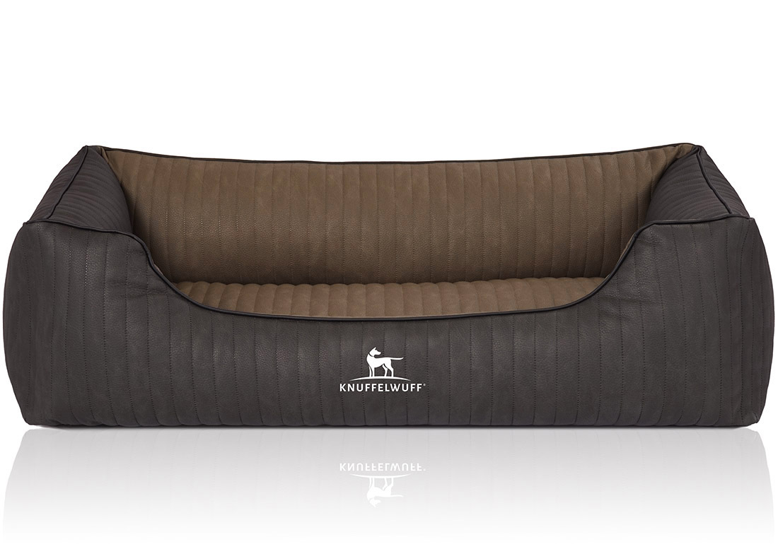 Knuffelwuff Hundebetten Knuffelwuff Orthopädisches Hundebett Outback aus laser-gestepptem Kunstleder schwarz/ gelb XL