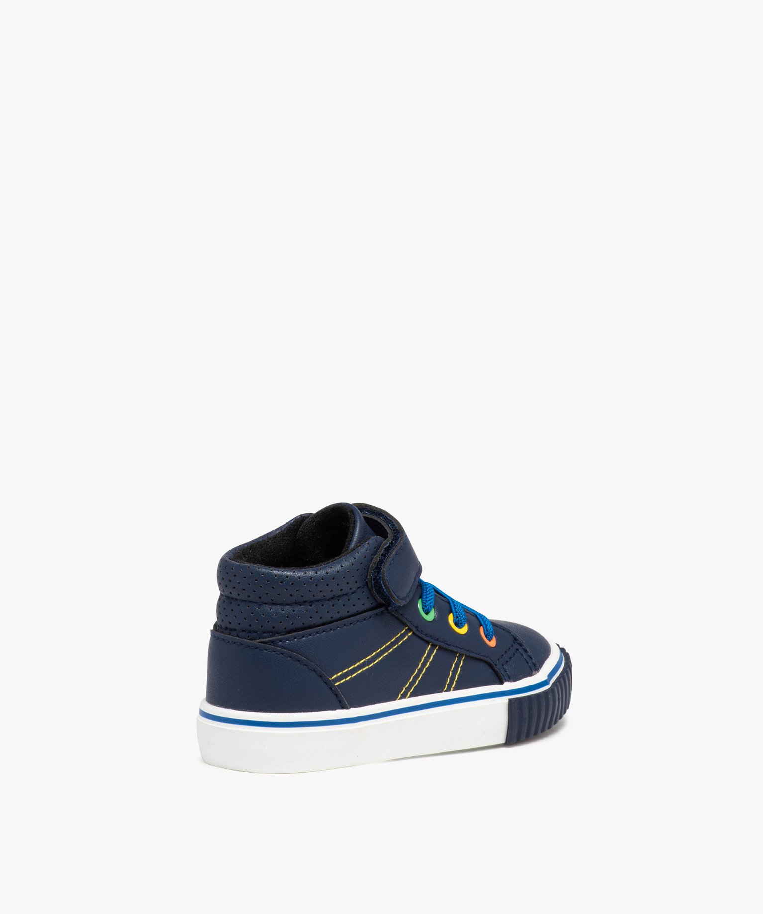 Baskets bébé Garçon mid-cut unies avec détails colorés marine | GEMO