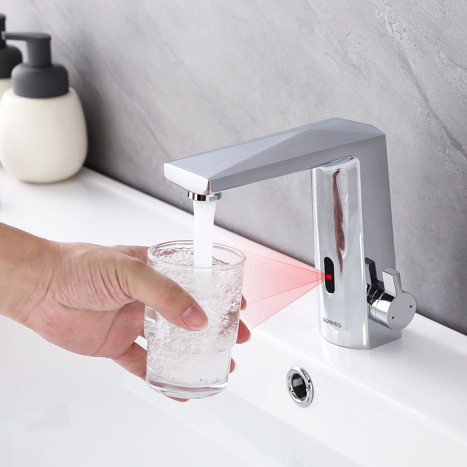 Lonheo Waschtischarmatur Infrarot Sensor Wasserhahn Bad Automatisch Waschbecken Armatur