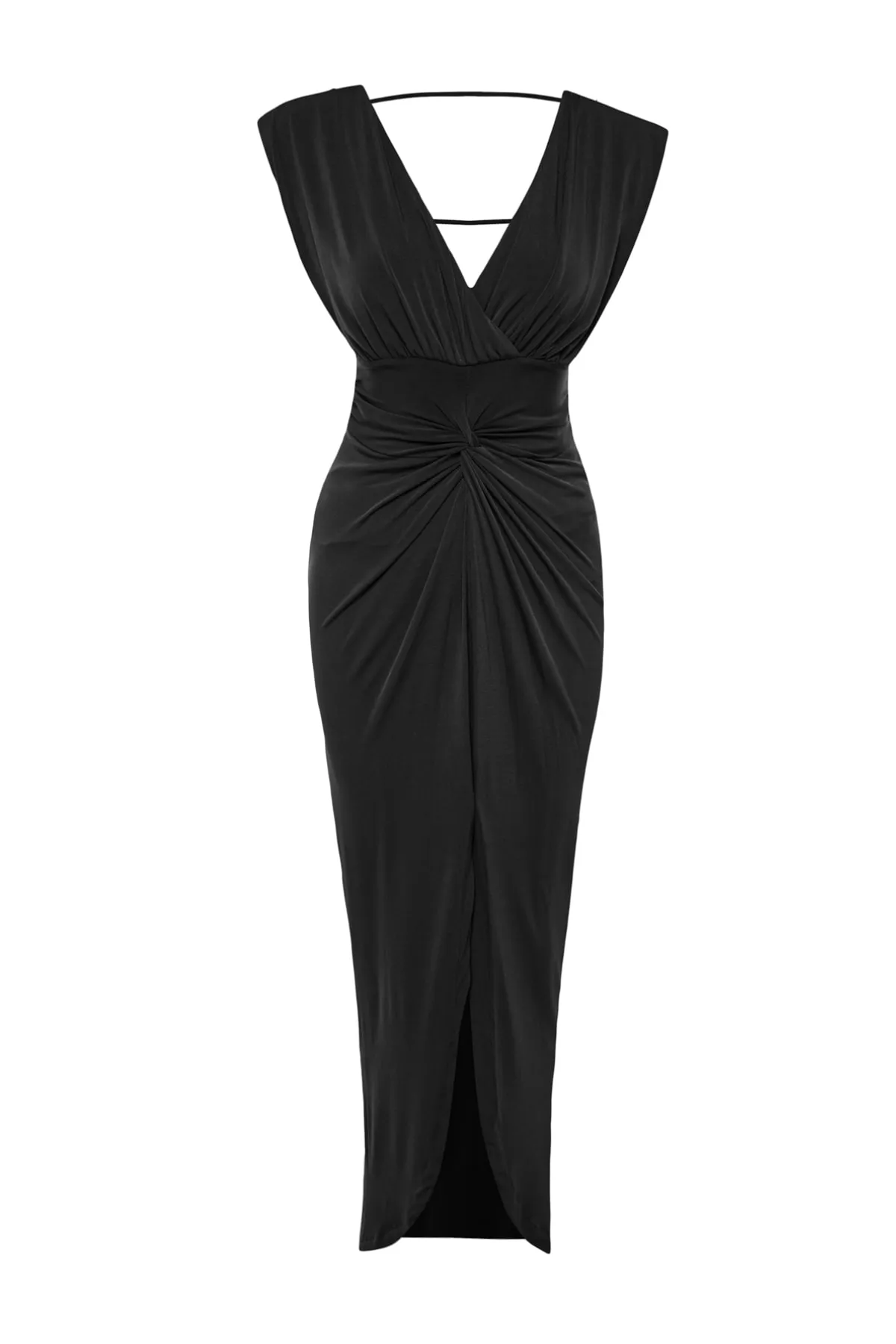 Trendyol Collection  Schwarzes, detailliertes, langes Abendkleid TPRSS22AE0034
