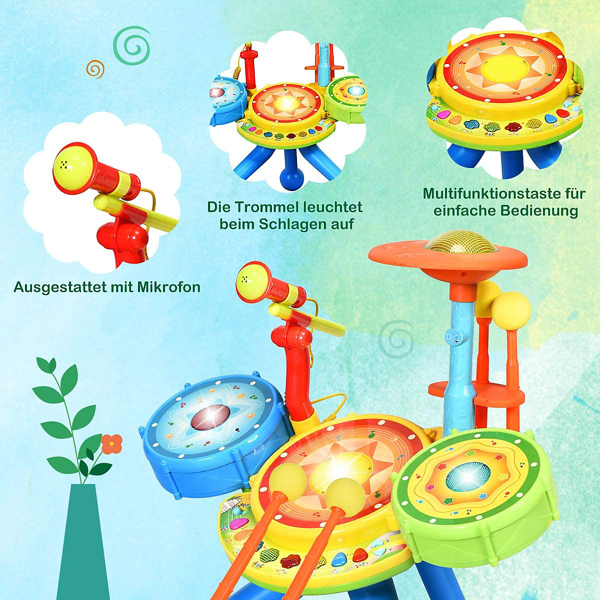 Schlagzeugset mit Lichter