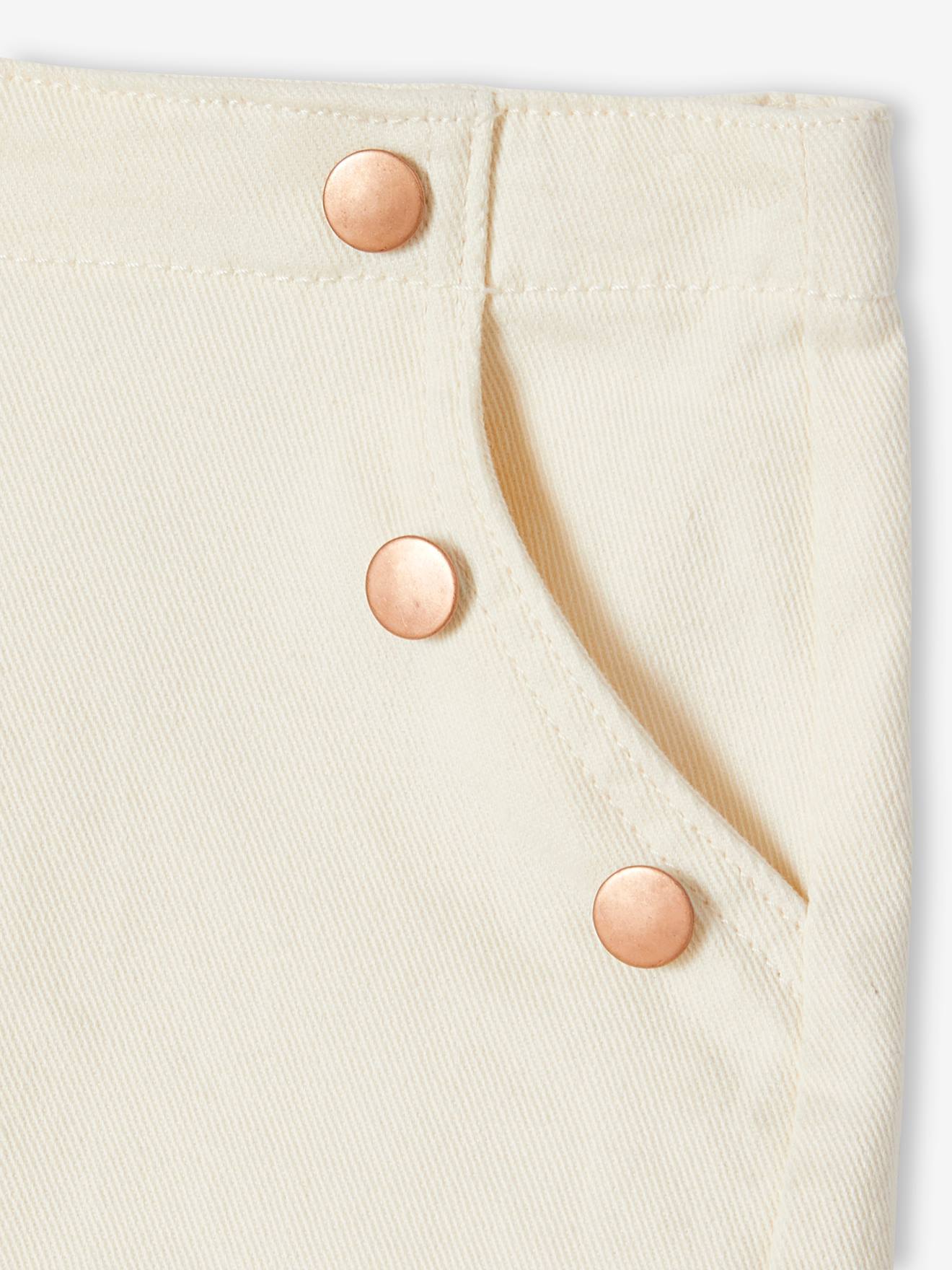 Short en toile effet pont fille écru