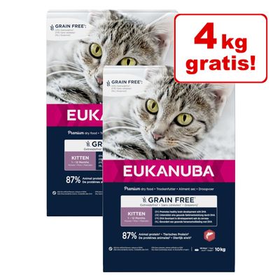 4 kg gratis! 2 x 10 kg Eukanuba Grain Free Reich an Lachs