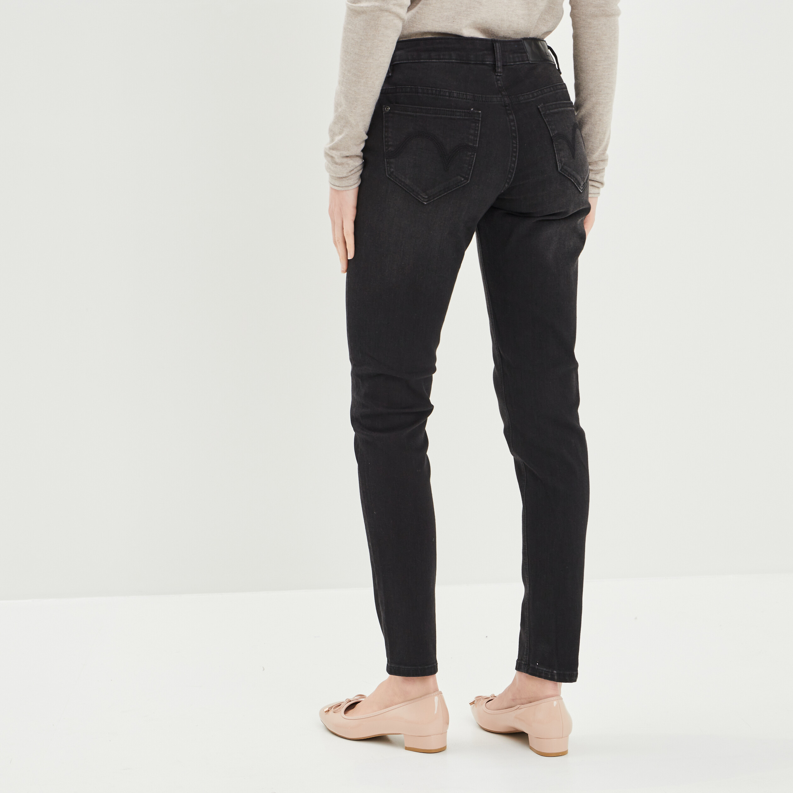 Jeans skinny taille basse noir femme | La Halle