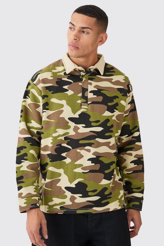 Oversize Camouflage Rugby-Poloshirt